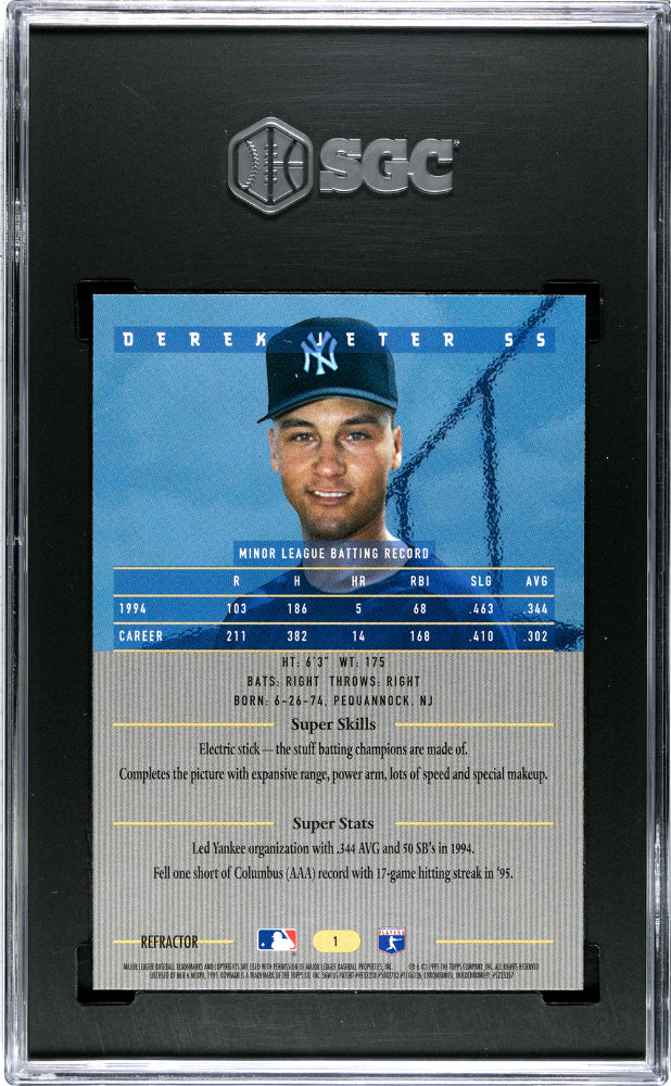 1995 BEST DEREK JETER BOWMAN'S REFRACTOR #1 SGC 8
