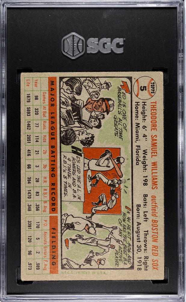 1956 TOPPS TED WILLIAMS GRAY BACK #5 SGC 4.5