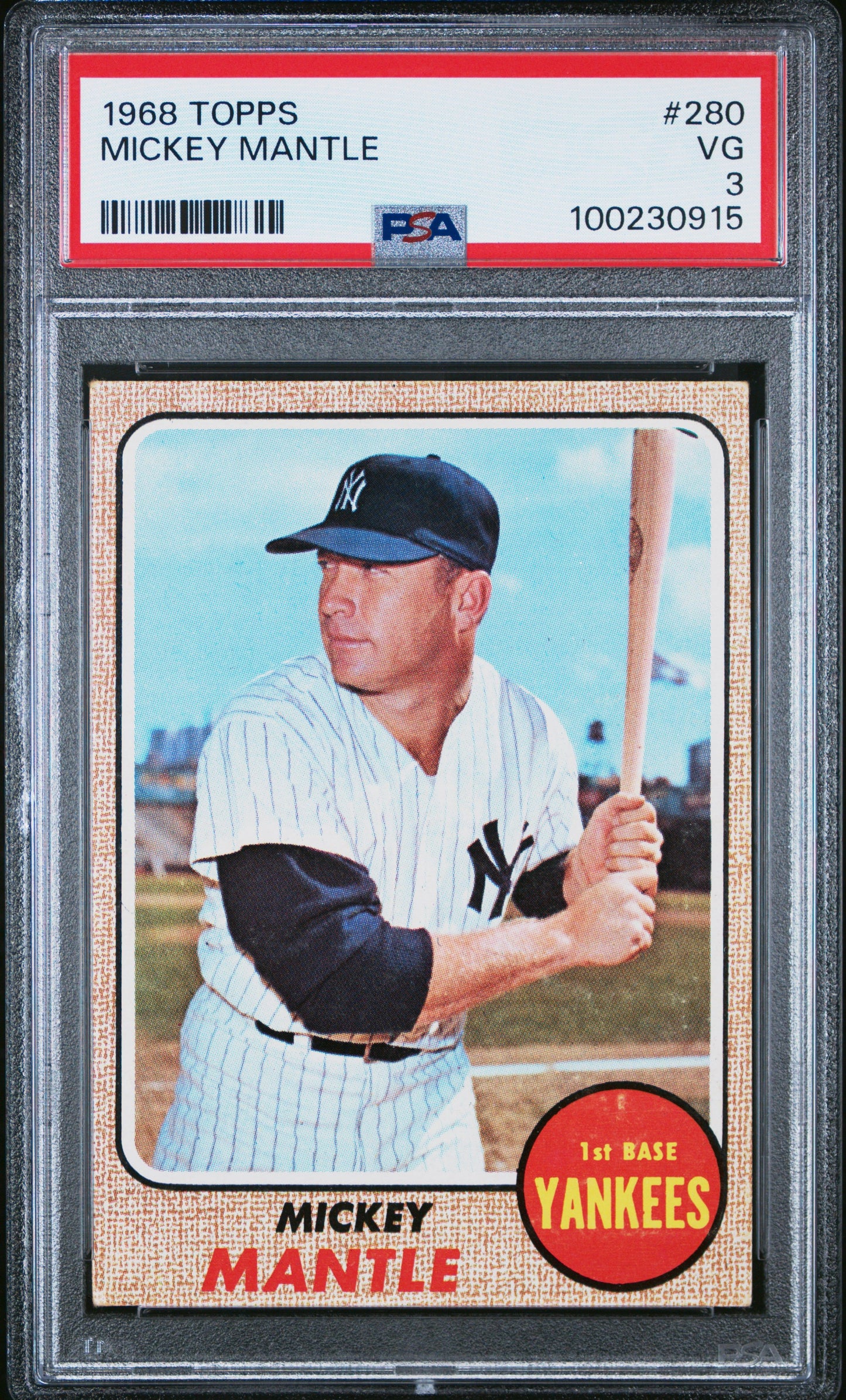1968 TOPPS MICKEY MANTLE #280 PSA 3