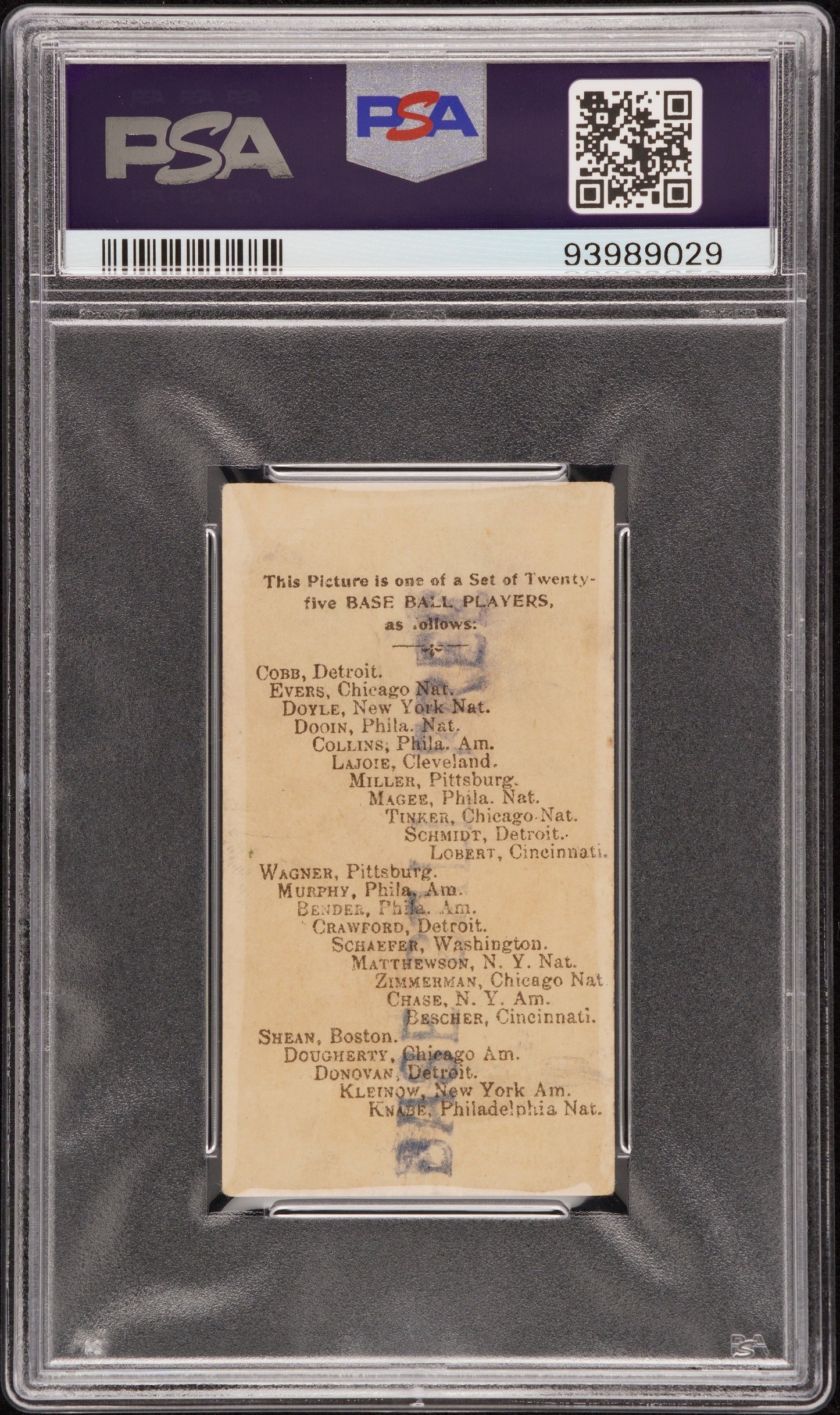 1909 TY COBB E102 SET OF 25 PSA 2
