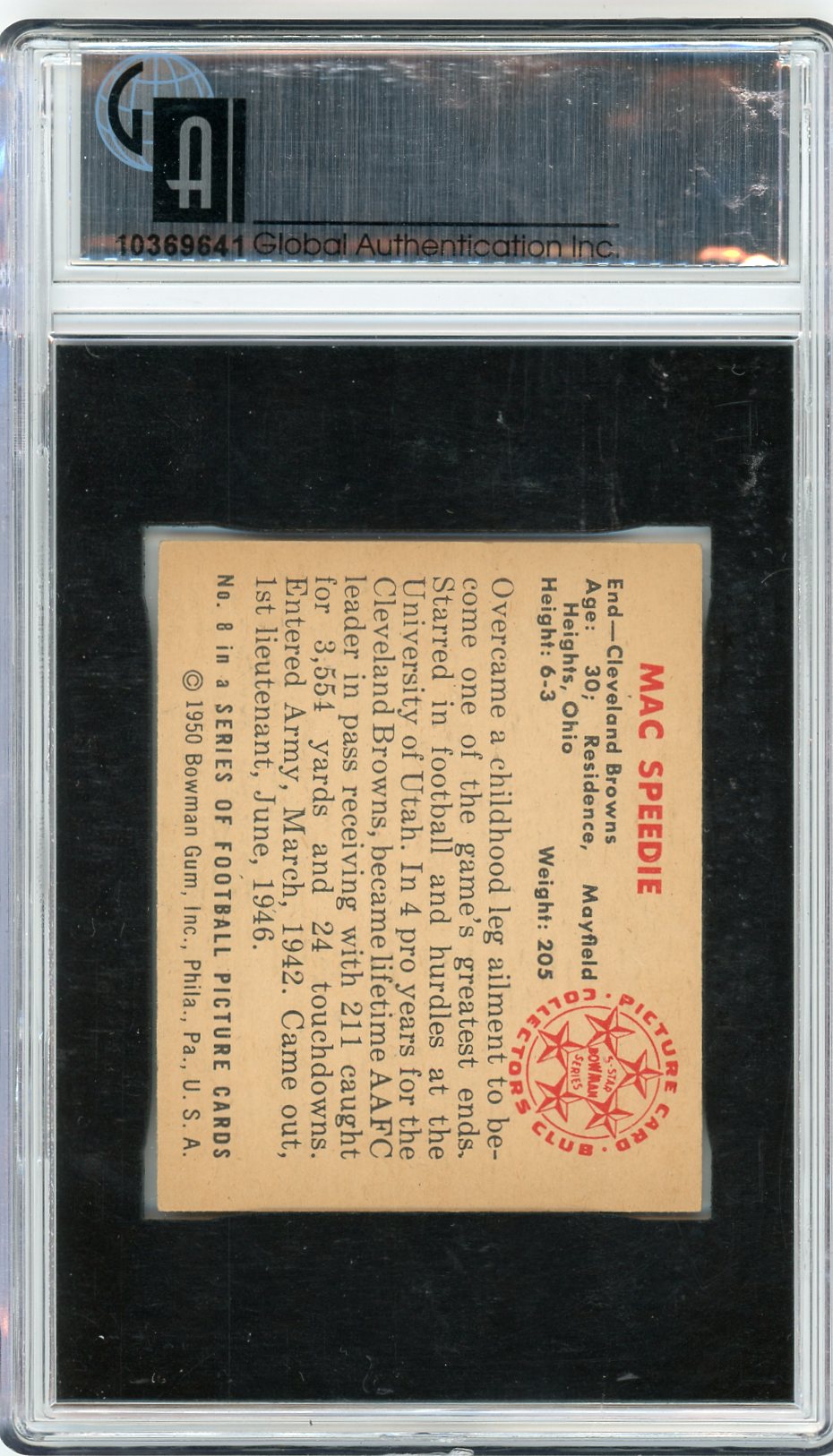 1950 Bowman Mac Speedie GAI 7.5