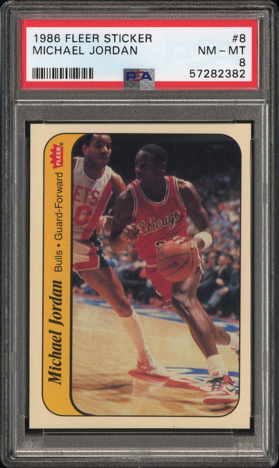 1986 FLEER MICHAEL JORDAN STICKER #8 PSA 8