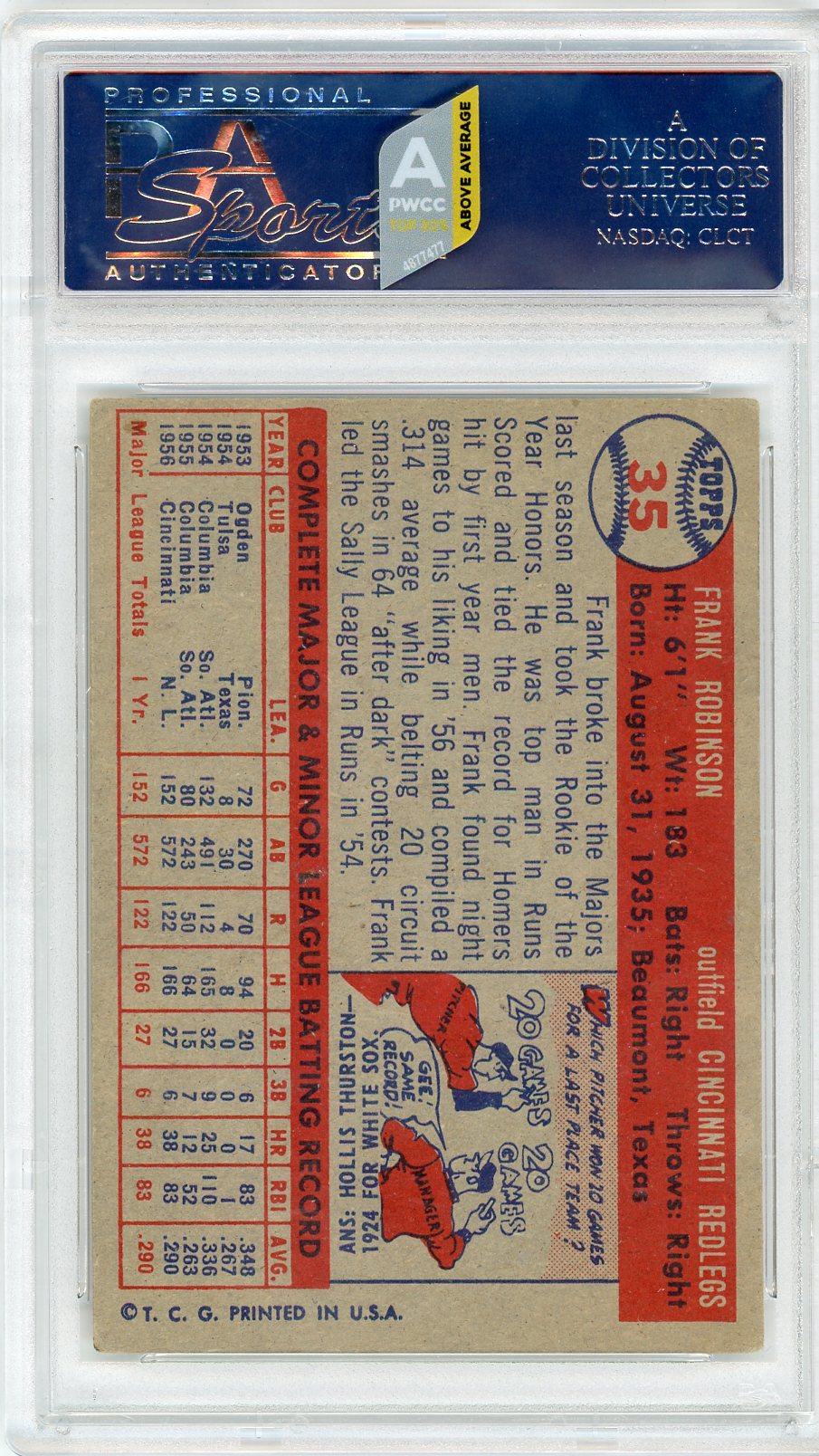 1957 Topps Frank Robinson #35 PSA 4