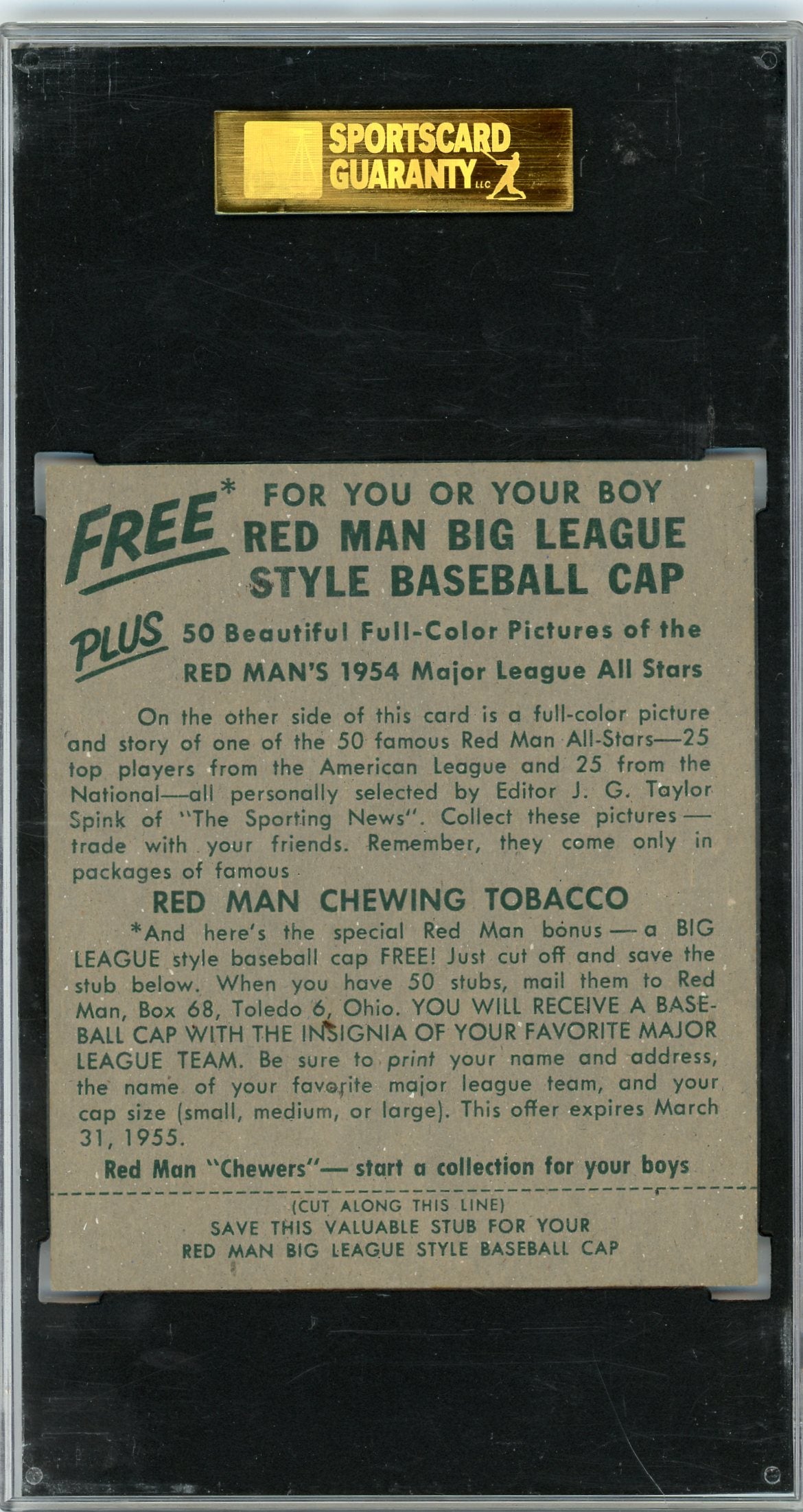 1954 Redman Tobacco Hank Bauer #AL-23 SGC 5