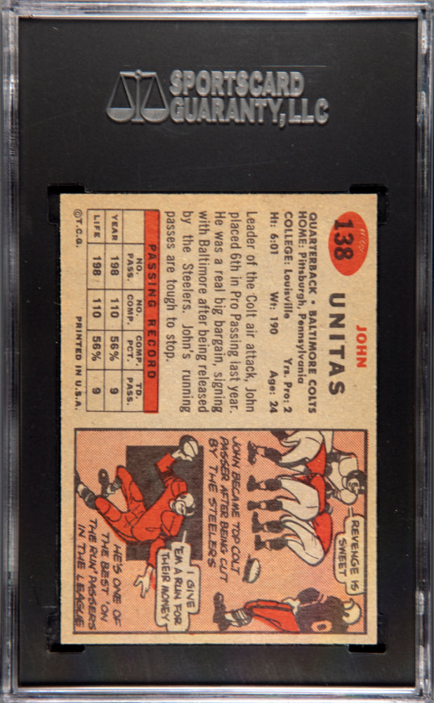 1957 TOPPS JOHN UNITAS #138 SGC 7