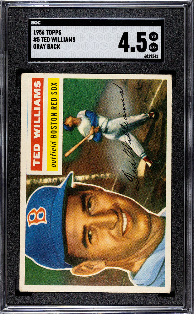1956 TOPPS TED WILLIAMS GRAY BACK #5 SGC 4.5