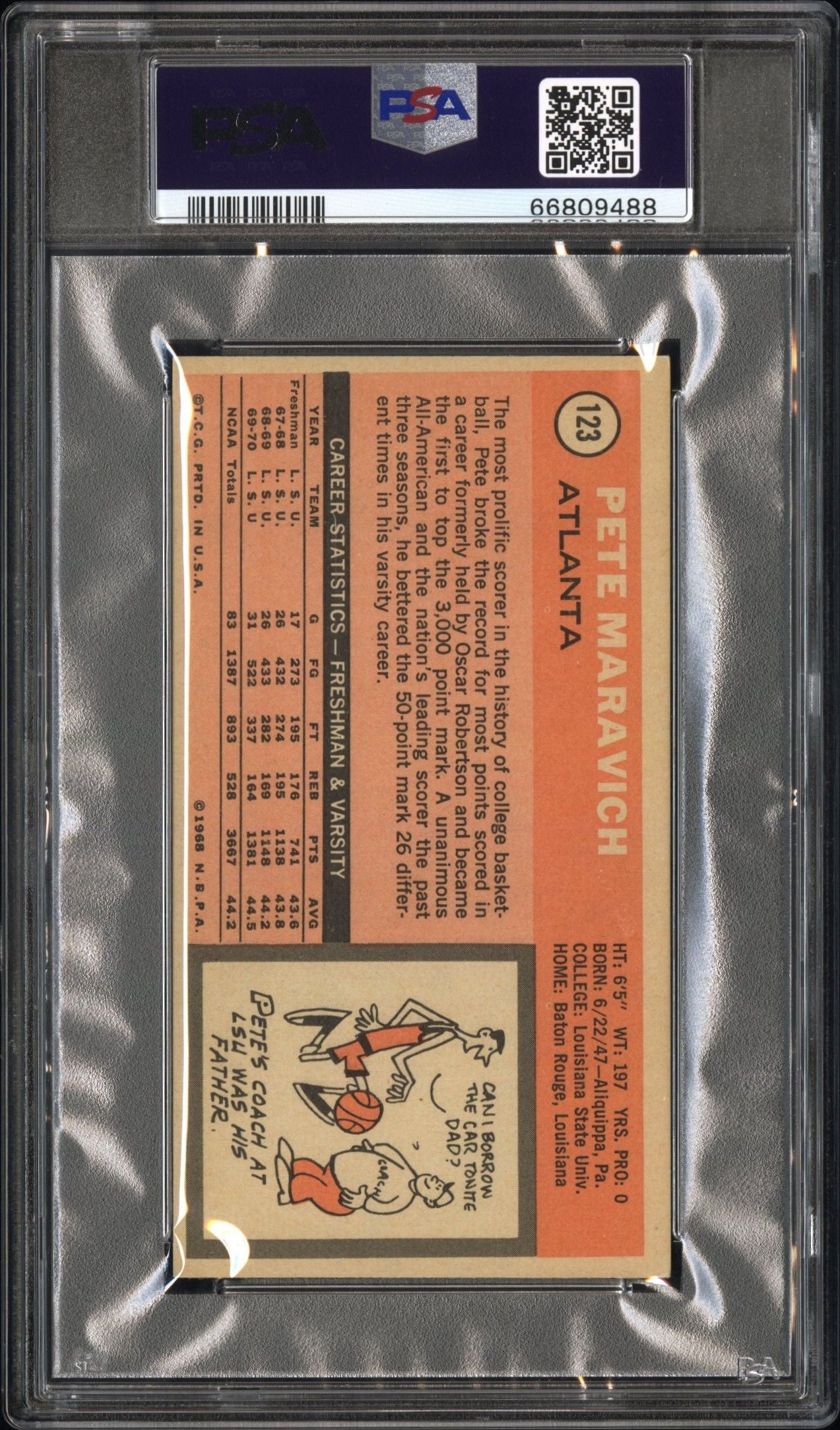 1970 TOPPS PETE MARAVICH #123 PSA 5.5