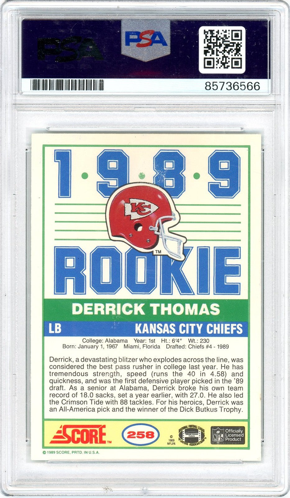 2020 Derrick Thomas PSA A Auto 10
