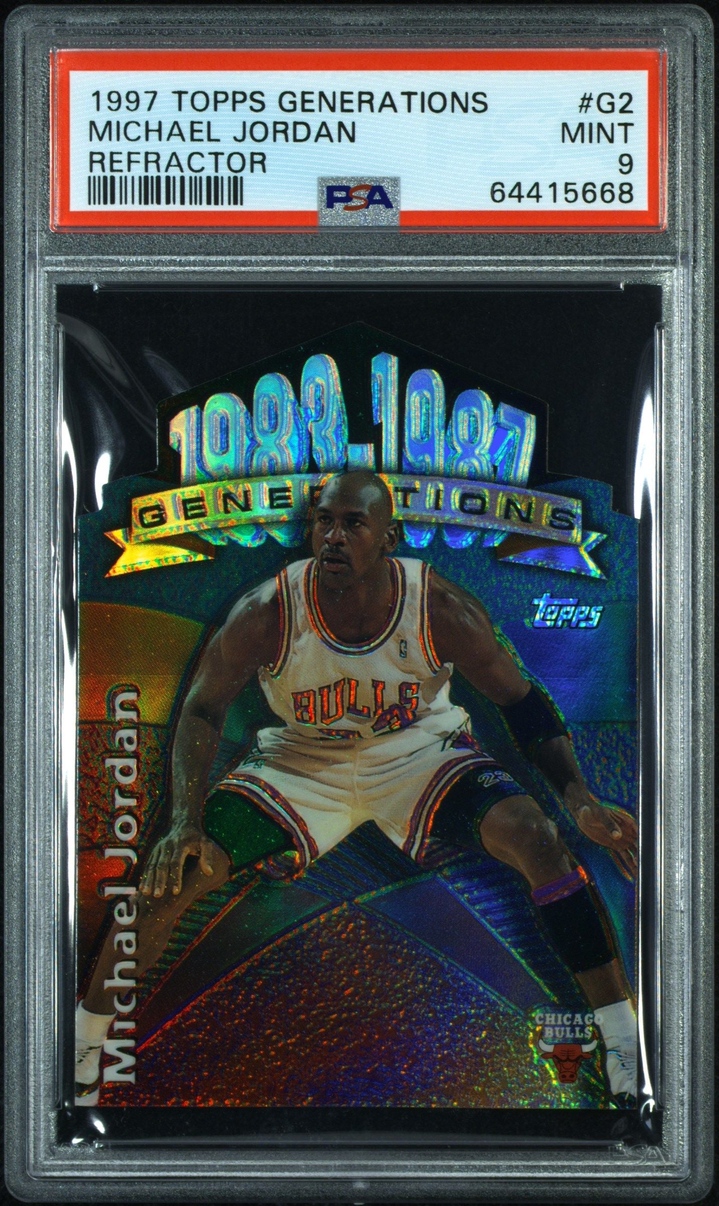 1997 TOPPS MICHAEL JORDAN GENERATIONS REFRACTOR #G2 PSA 9