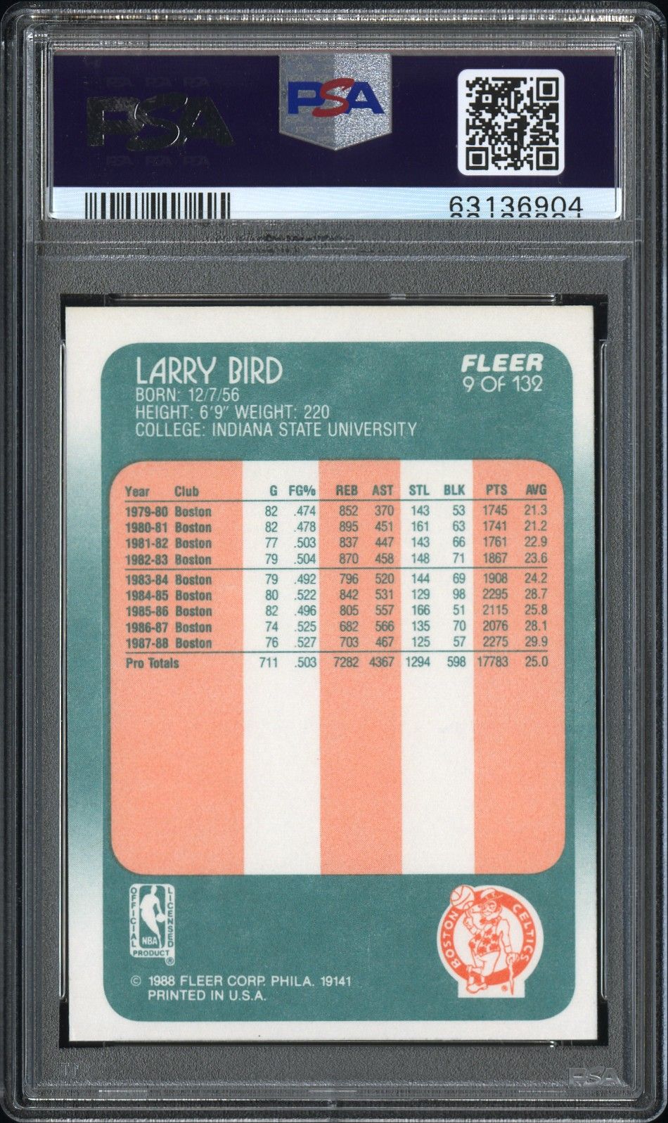1988 FLEER LARRY BIRD #9 PSA 10