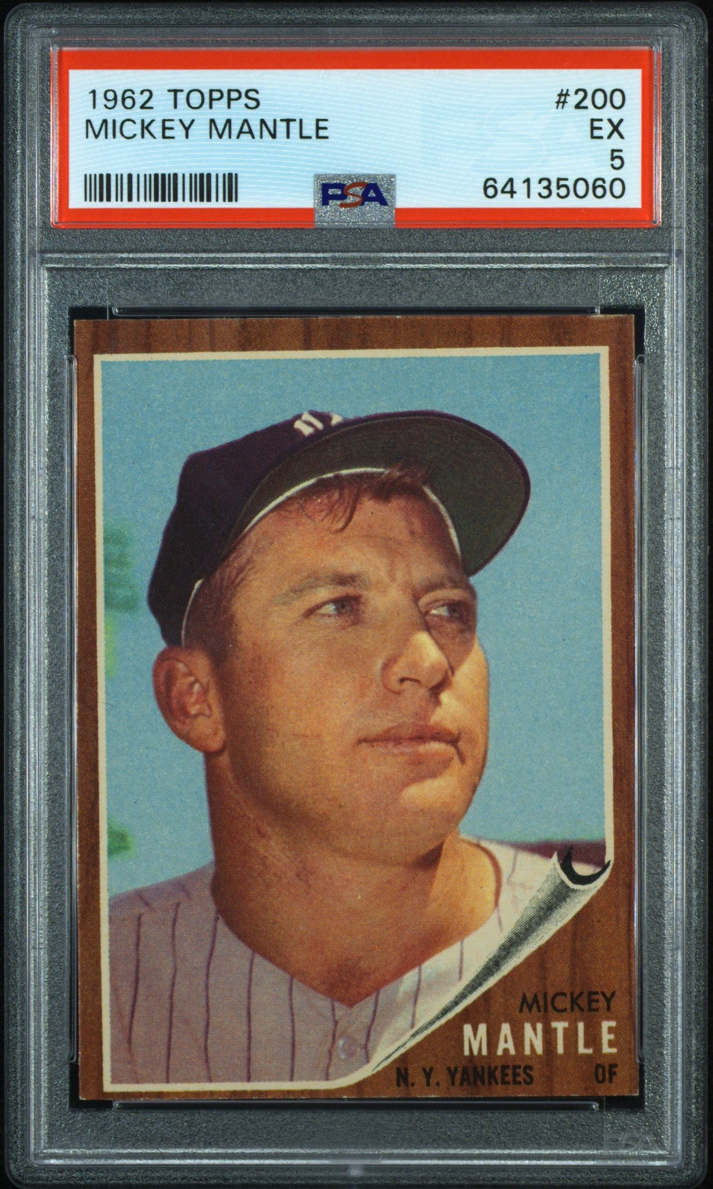 1962 TOPPS MICKEY MANTLE #200 PSA 5
