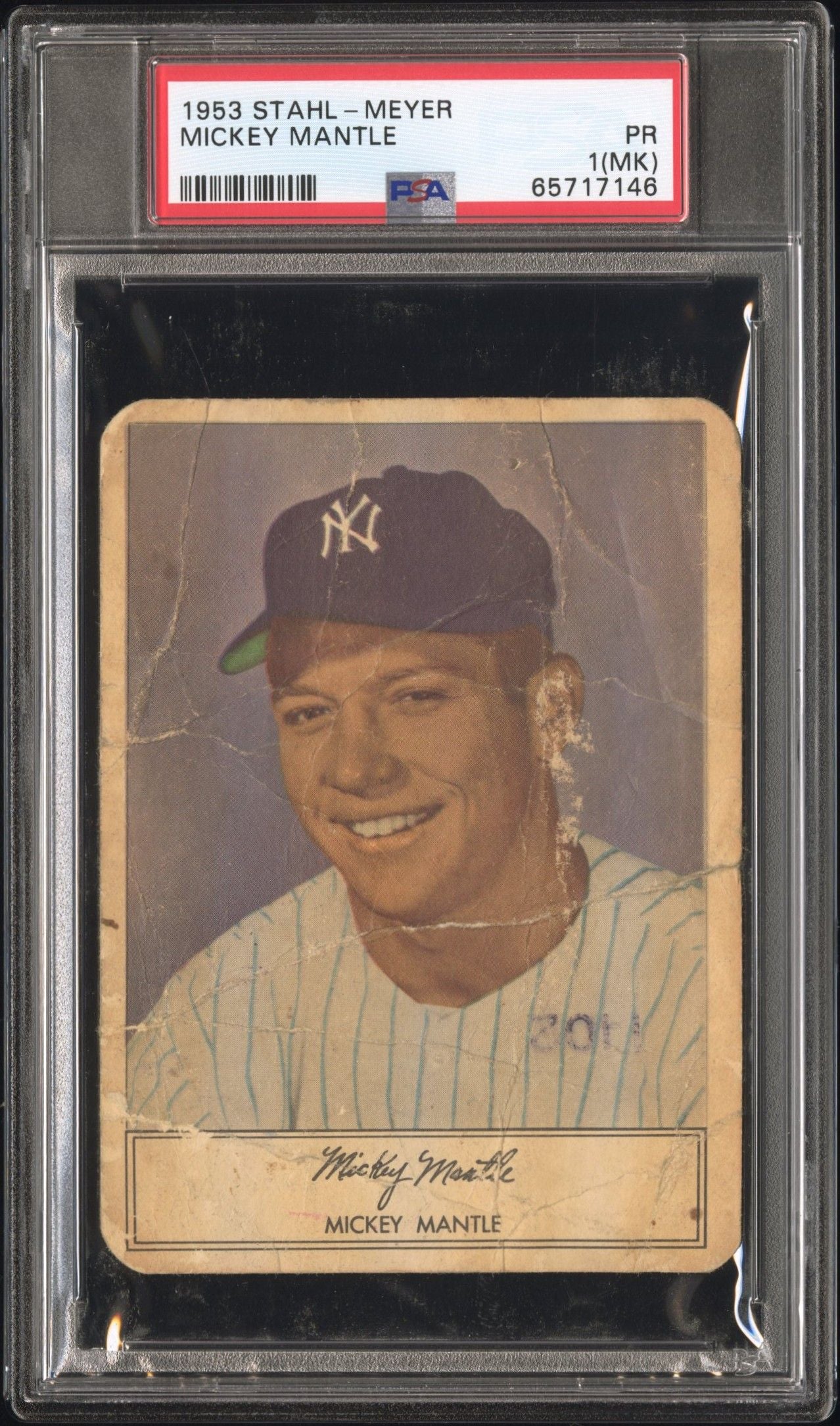 1953 MICKEY MANTLE STAHL-MEYER FRANKS PSA 1