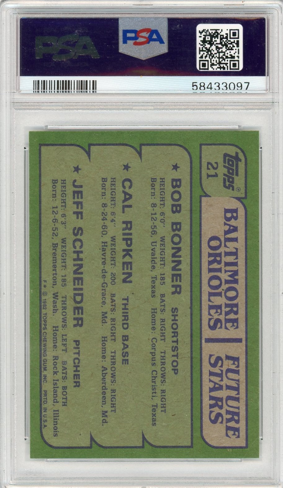1982 Topps Orioles Future Stars #21 Orioles Future Star PSA 9 Auto 10