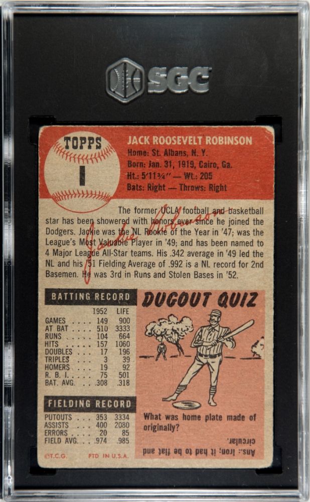 1953 TOPPS JACKIE ROBINSON #1 SGC 1.5