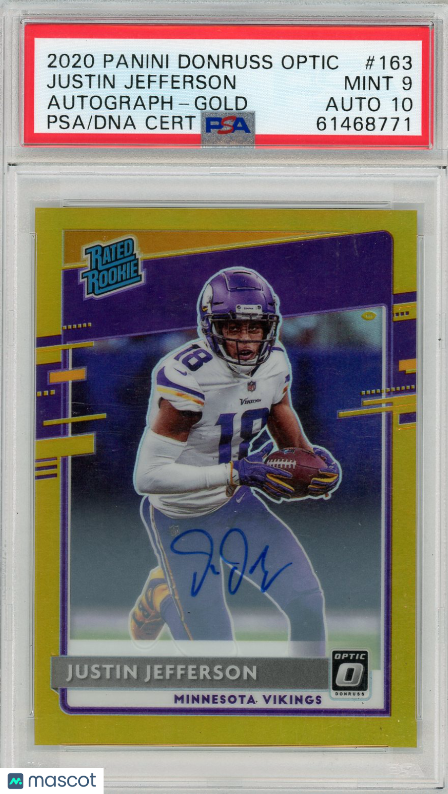 2020 Panini Donruss Optic Justin Jefferson #163 Autograph Gold PSA