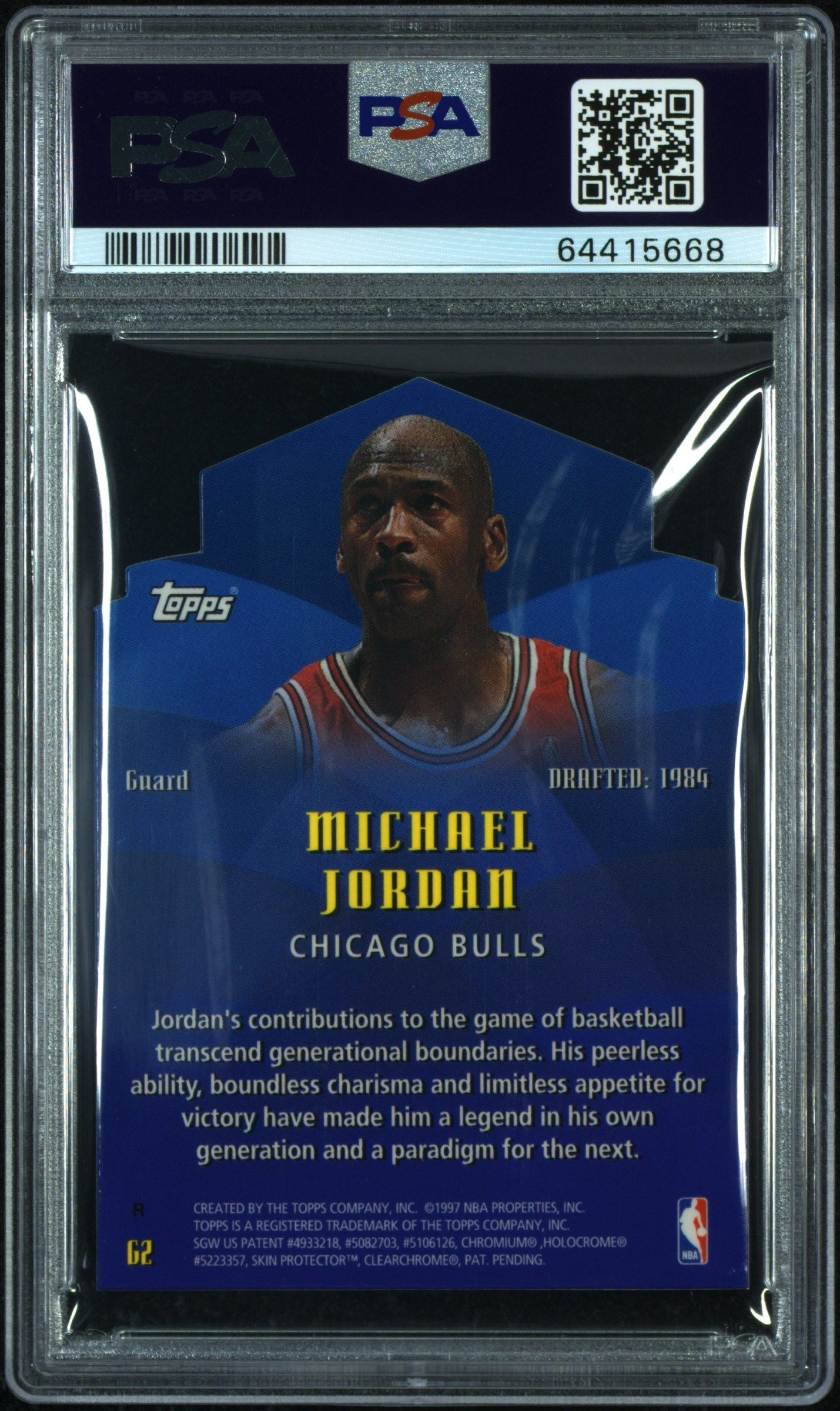 1997 TOPPS MICHAEL JORDAN GENERATIONS REFRACTOR #G2 PSA 9