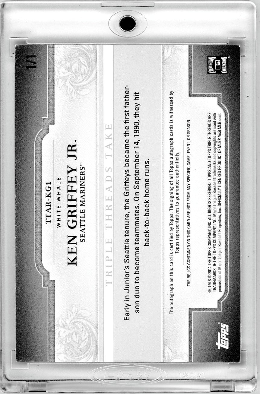 2014 Topps Triple Threads Ken Griffey Jr Sr #TTAR-KG1 Jersey Bat Auto 1/1