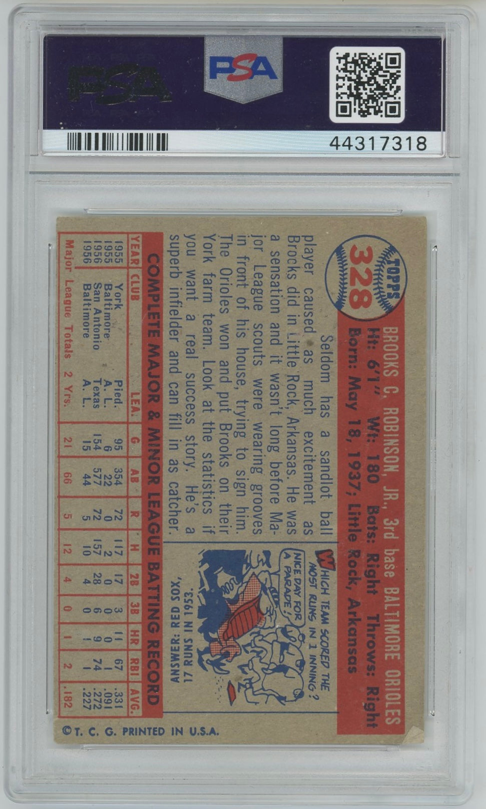 1957 Topps Brooks Robinson #328 PSA 2