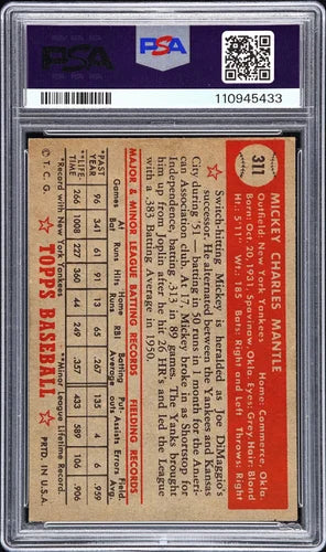 1952 Topps Mickey Mantle #311 PSA 5