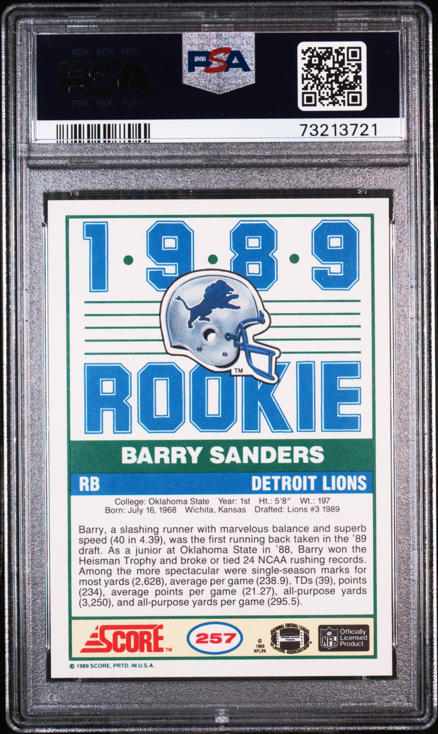 1989 Score Barry Sanders #257 PSA 10