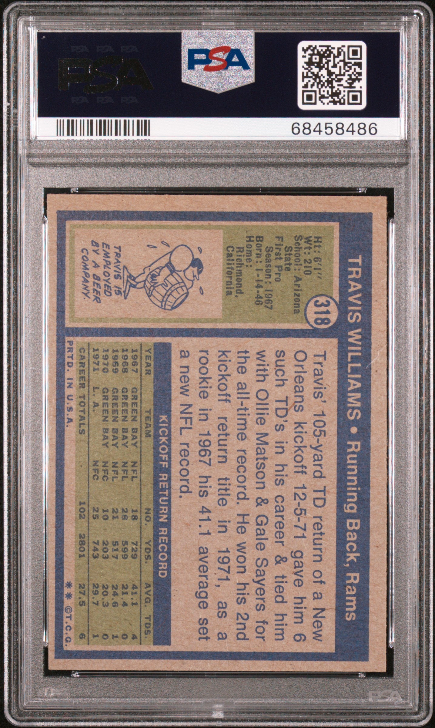 1972 Topps Travis Williams #318 PSA 8