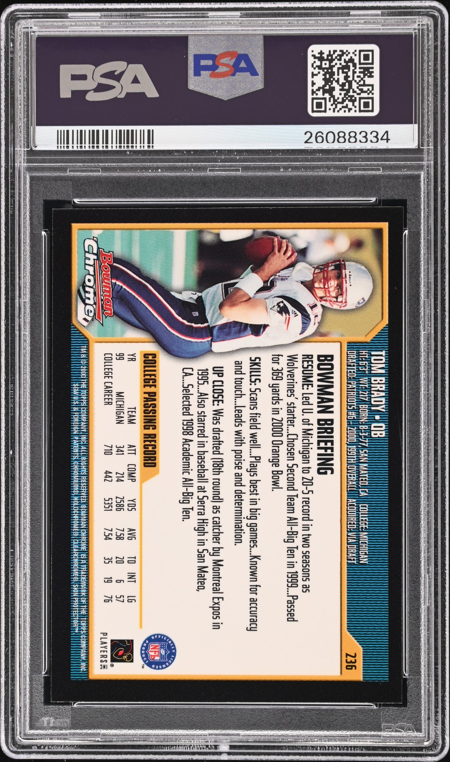 2000 Bowman Chrome Tom Brady #236 PSA 10