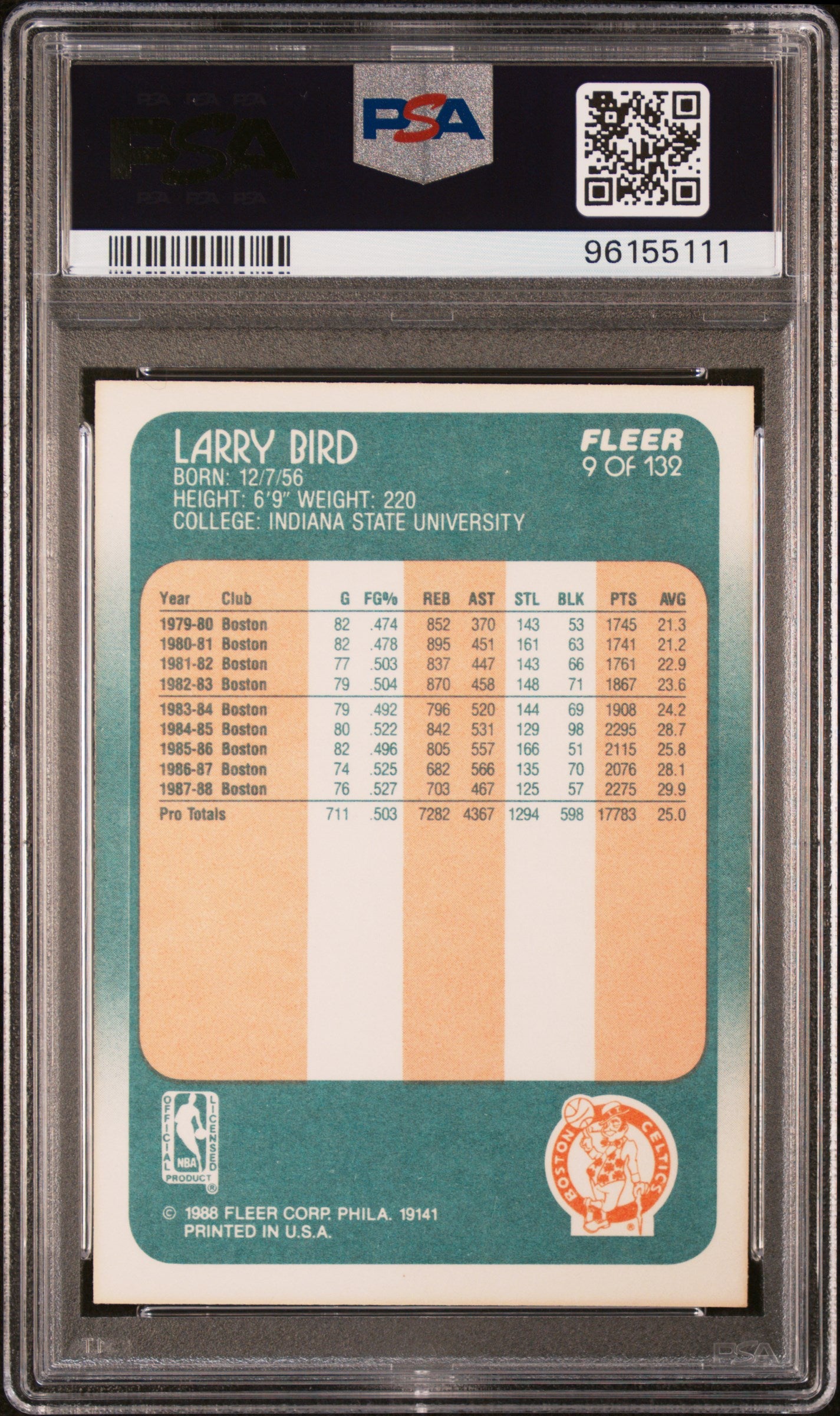 1988 Fleer Larry Bird #9 PSA 9