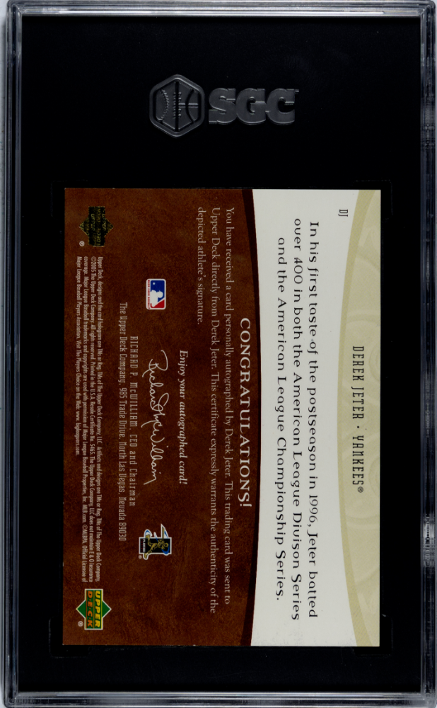 2005 Upper Deck Artifacts Derek Jeter #DJ Autofacts 350 SGC 9.5 Auto 10