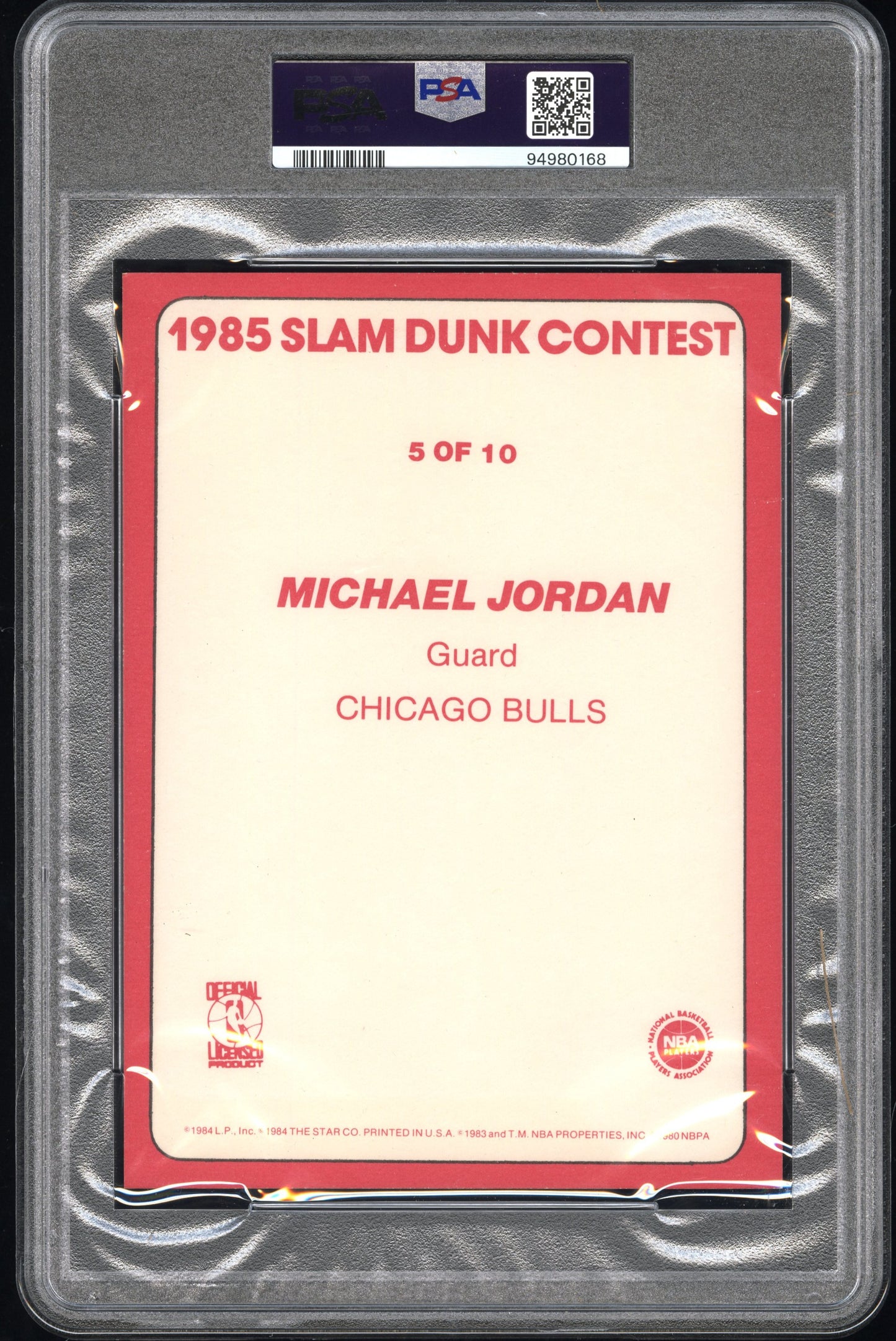 1984-85 Star Slam Dunk Supers 5X7 Michael Jordan #5 PSA 7