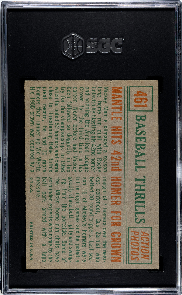 1959 Topps Mantle Hits 42nd HR #461 Baseball Thrills SGC 5.5