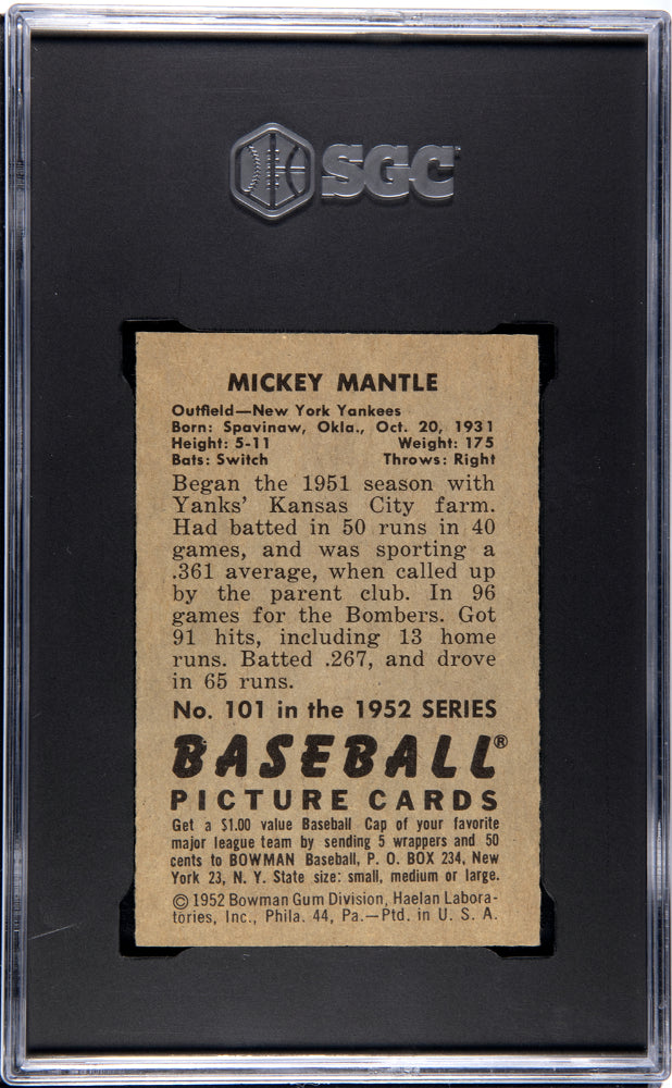 1952 Bowman Mickey Mantle #101 SGC 5