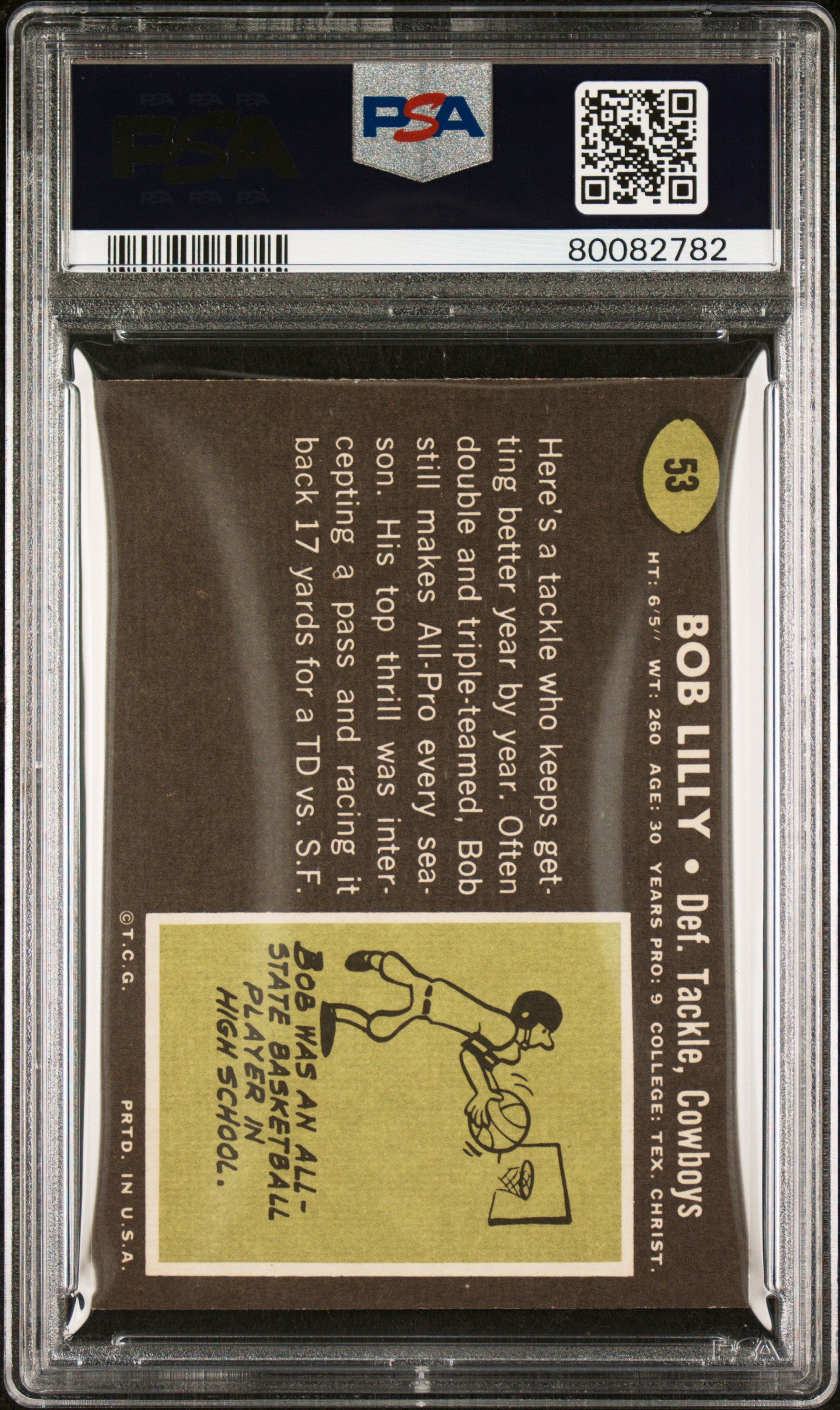 1969 Topps Bob Lilly #53 PSA 8
