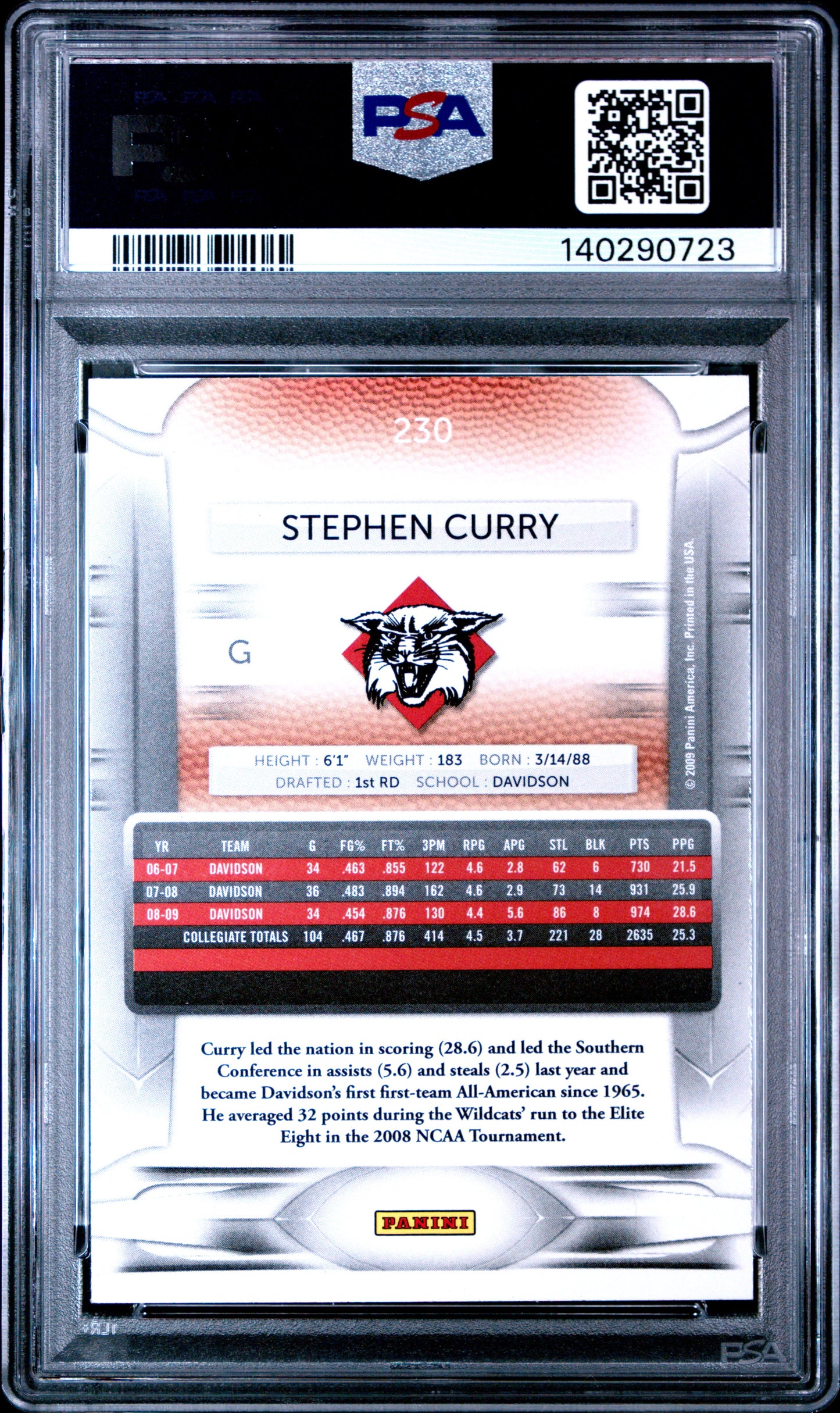 2009 Panini Prestige Stephen Curry #230 PSA 9