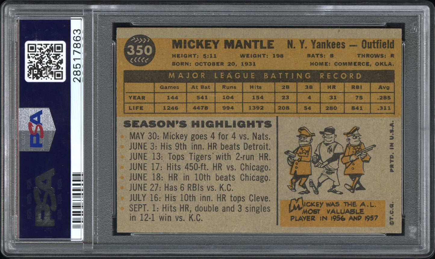 1960 Topps Mickey Mantle #350 PSA 8
