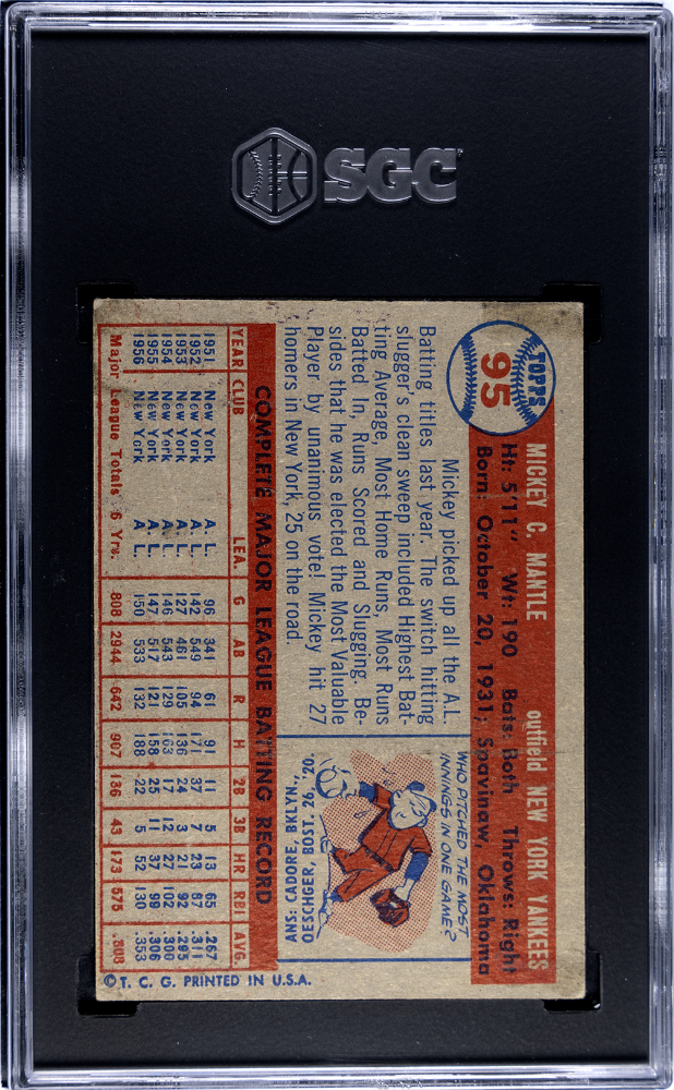 1957 Topps Mickey Mantle #95 SGC 2