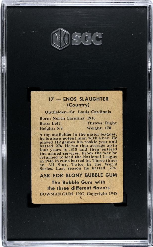 1948 Bowman Enos Slaughter #17 SGC 1.5
