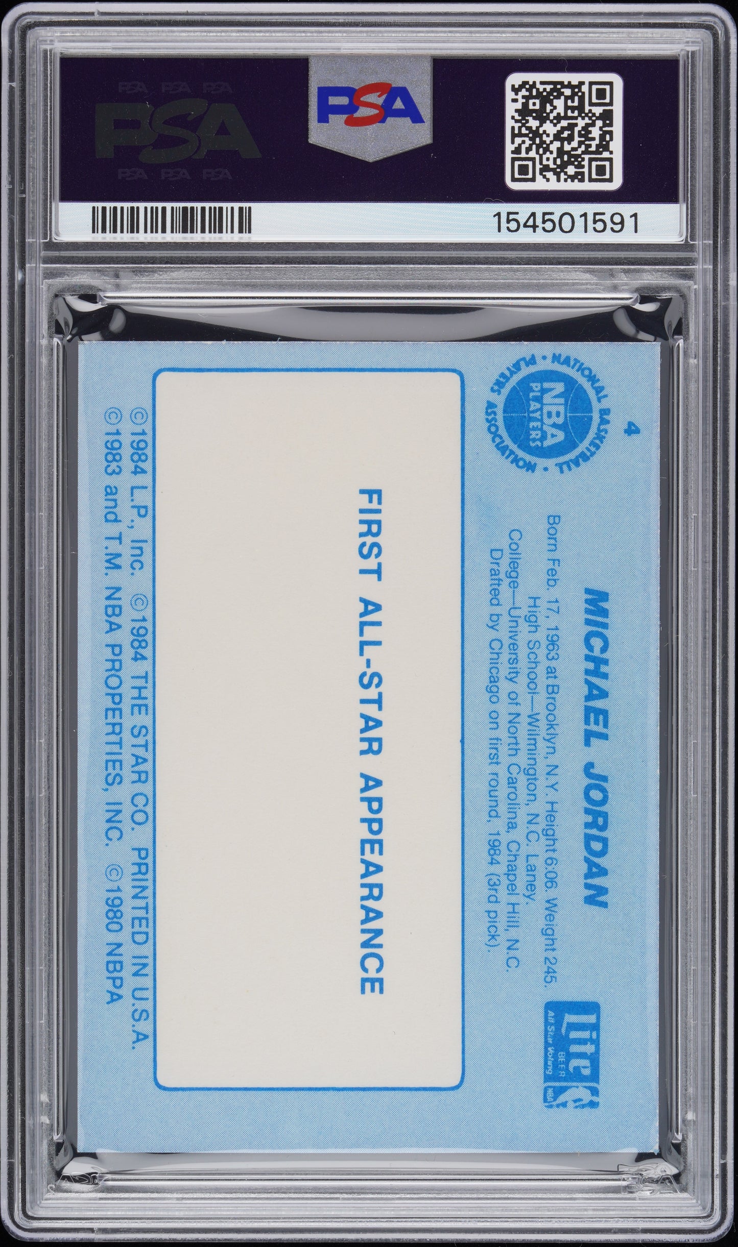 1985 Star Lite Michael Jordan #4 PSA 6