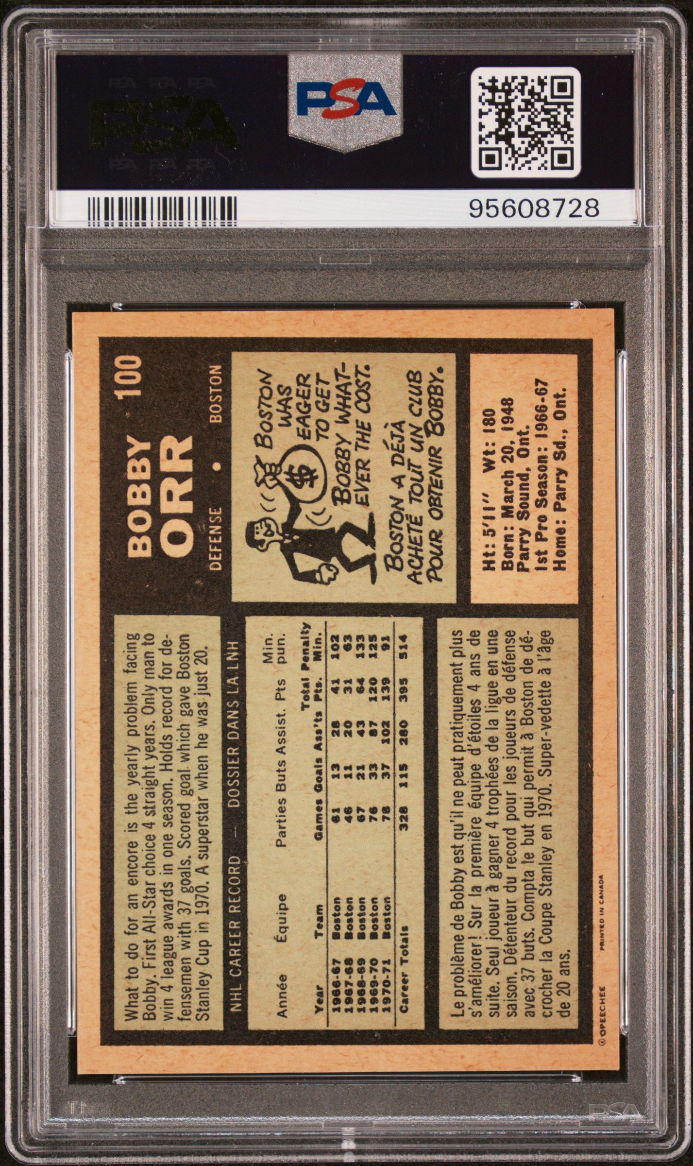 1971 O-Pee-Chee Bobby Orr #100 PSA 6