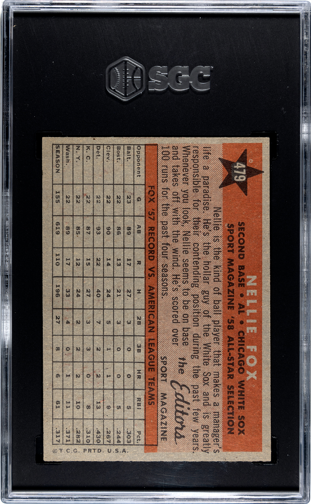 1958 Topps Nellie Fox #479 All Star SGC 7.5