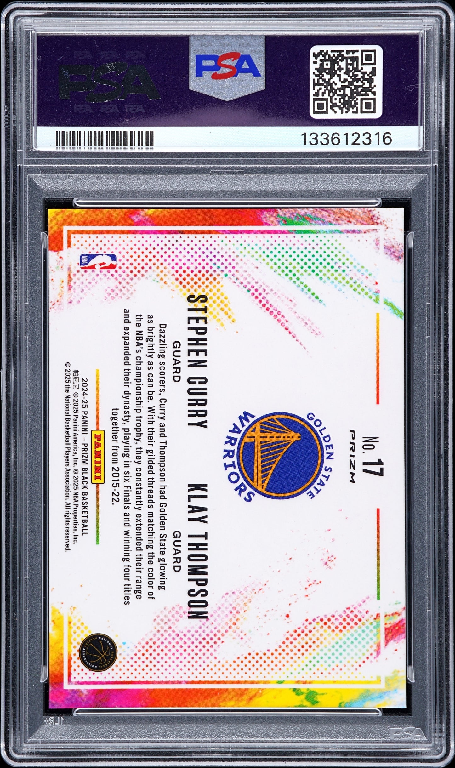 2024 Panini Prizm Black Color Blast Duals Curry Thompson #17 PSA 10