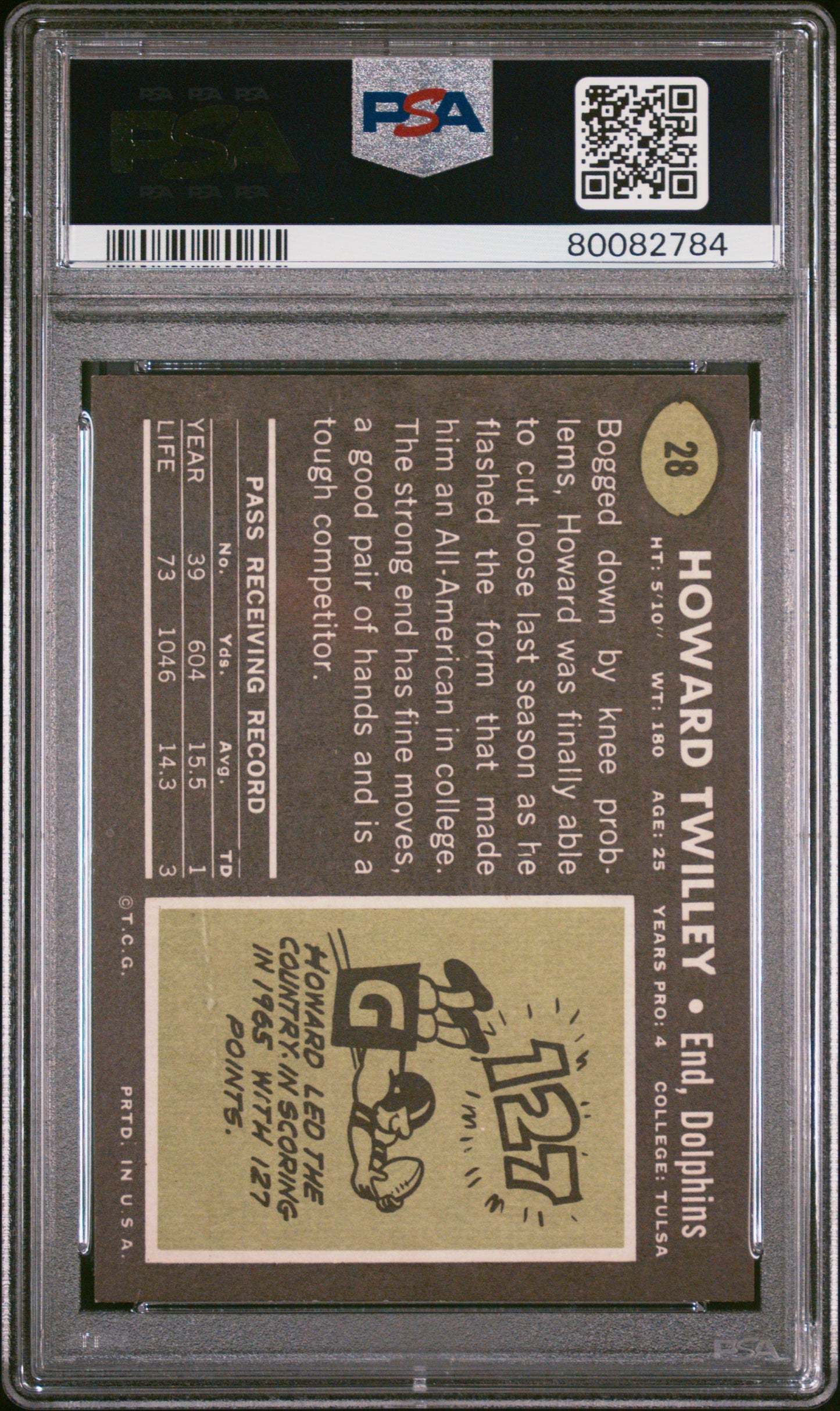 1969 Topps Howard Twilley #28 PSA 9