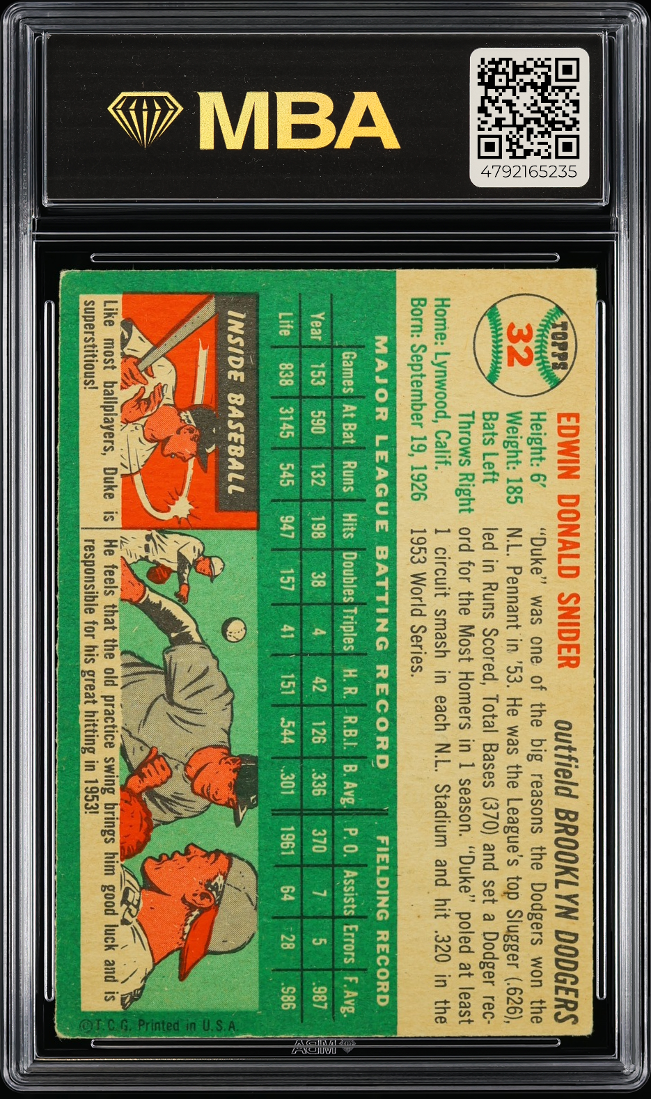 1954 Topps Duke Snider #32 MBA 4