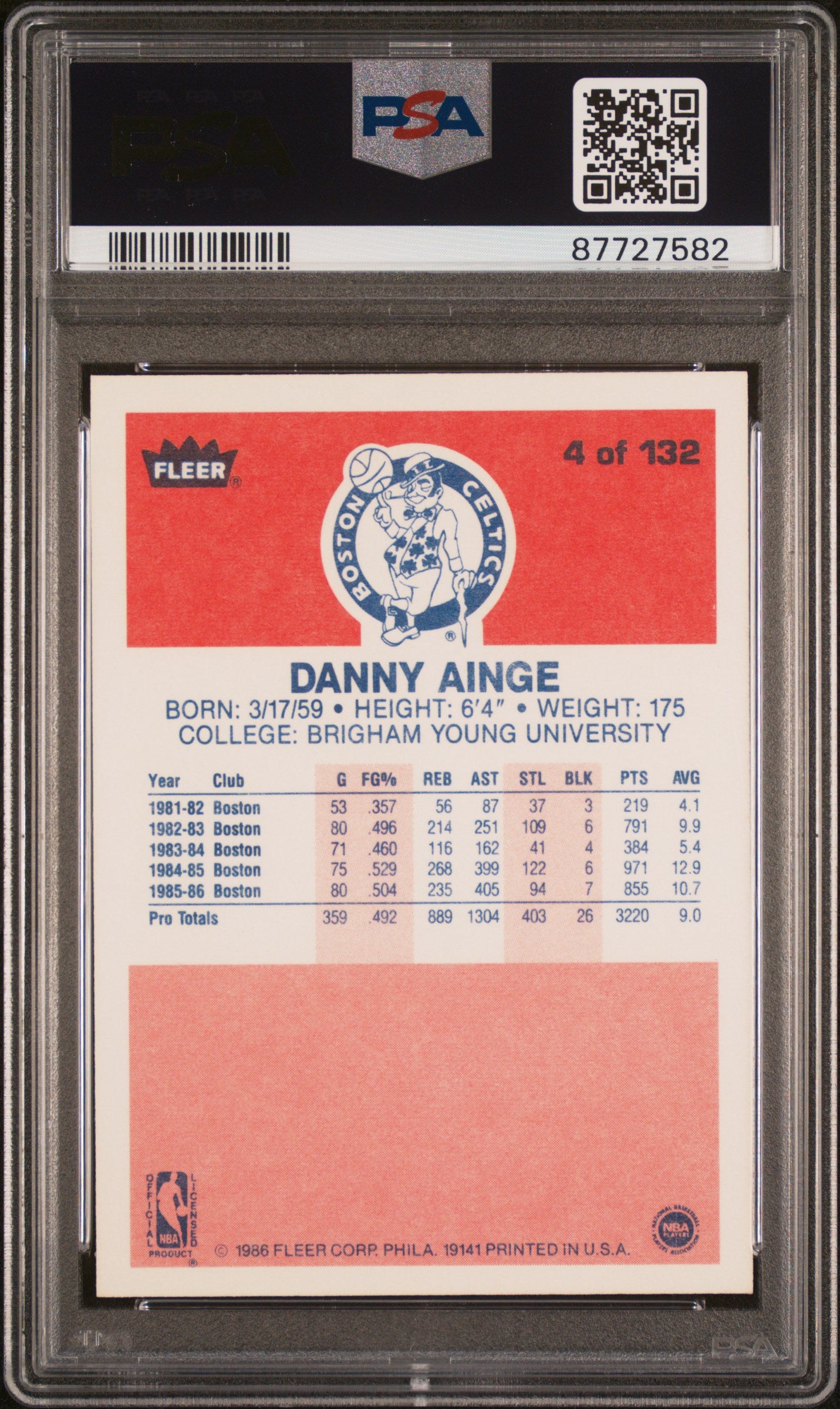 1986 Fleer Danny Ainge #4 PSA 9