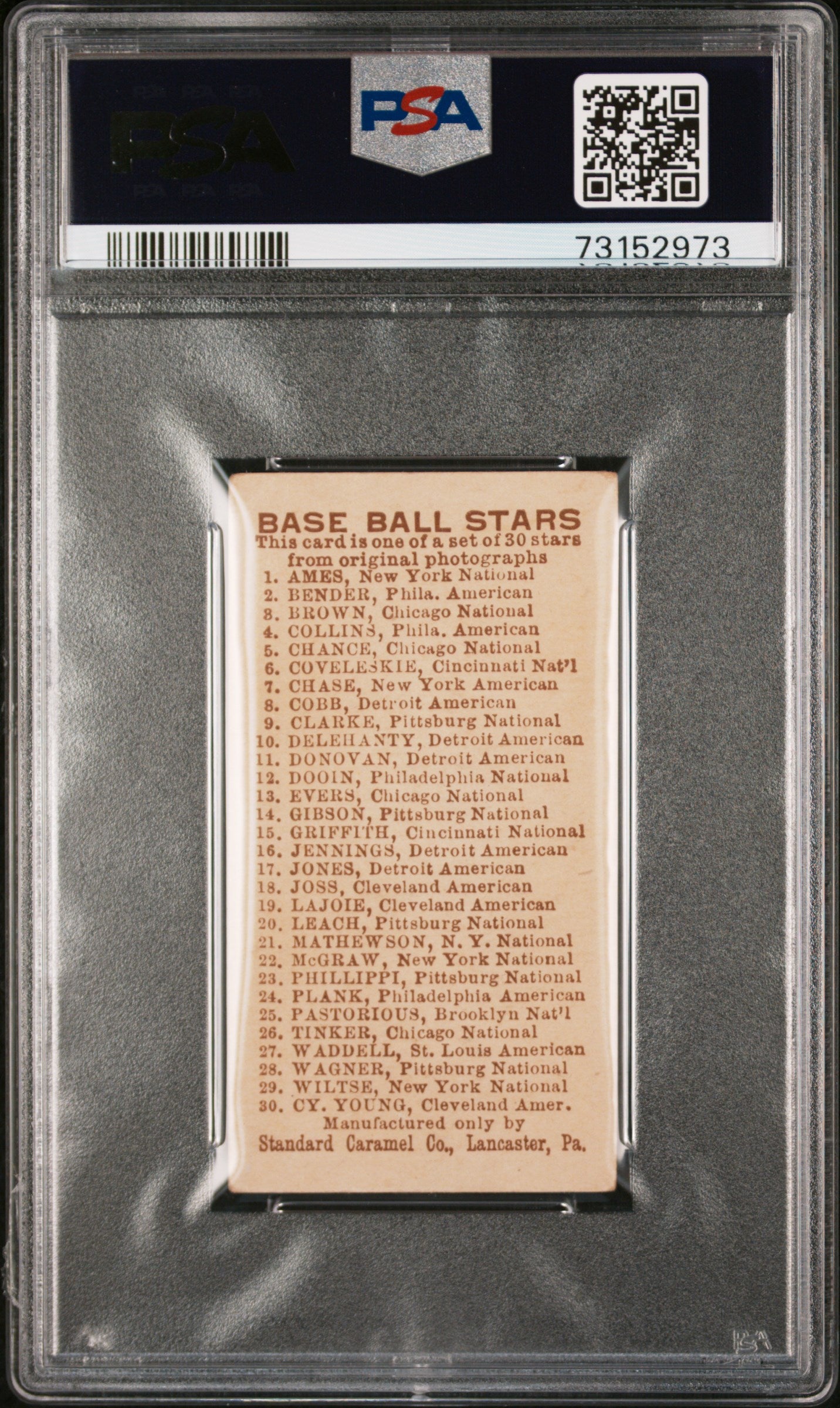 1910 E93 Standard Caramel Cy Young PSA 2