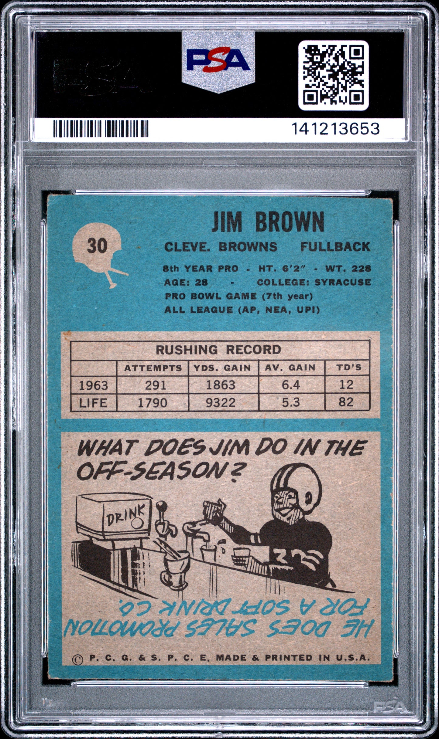 1964 Philadelphia Jim Brown #30 PSA 3