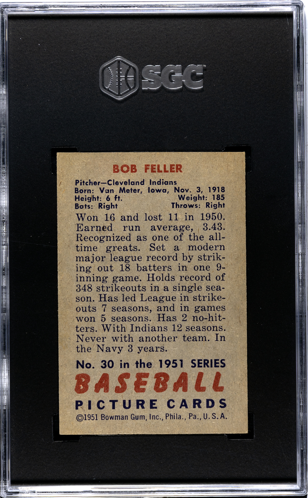 1951 Bowman Bob Feller #30 SGC 5