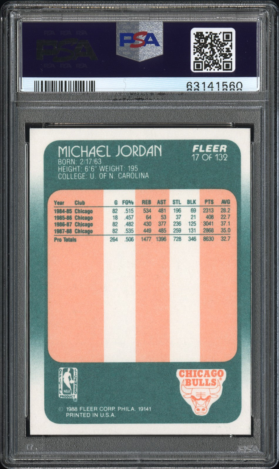 1988 Fleer Michael Jordan #17 PSA 10