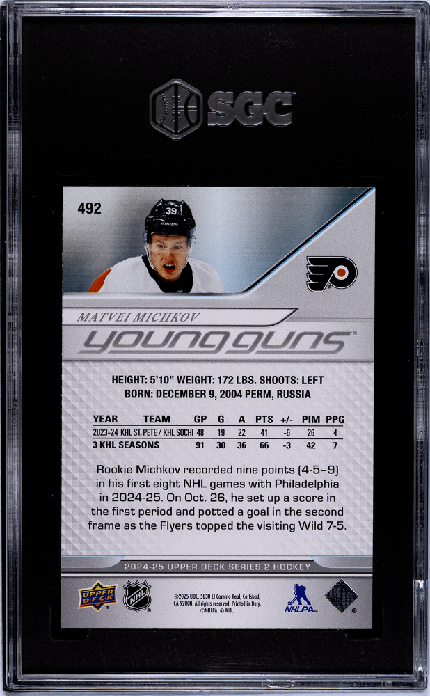 2024 Upper Deck Matvei Michkov #492 SGC 10
