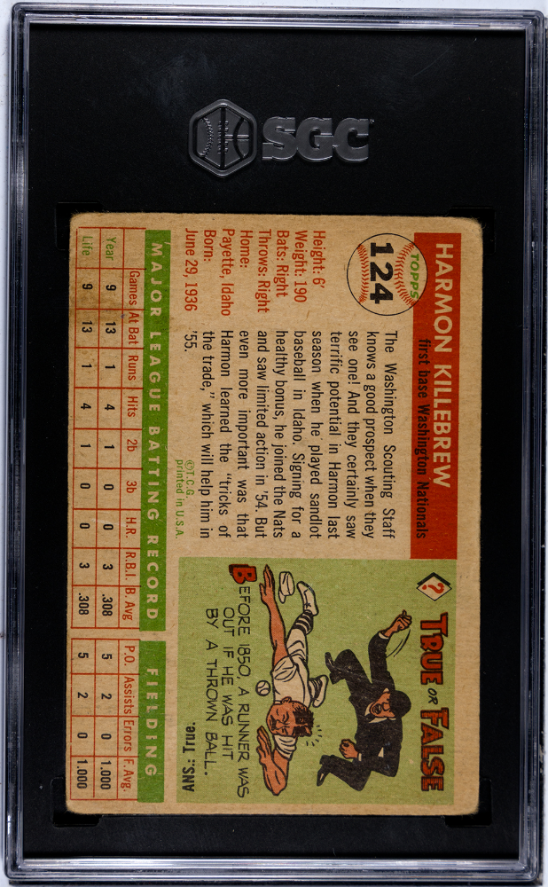 1955 Topps Harmon Killebrew #124 SGC 1.5