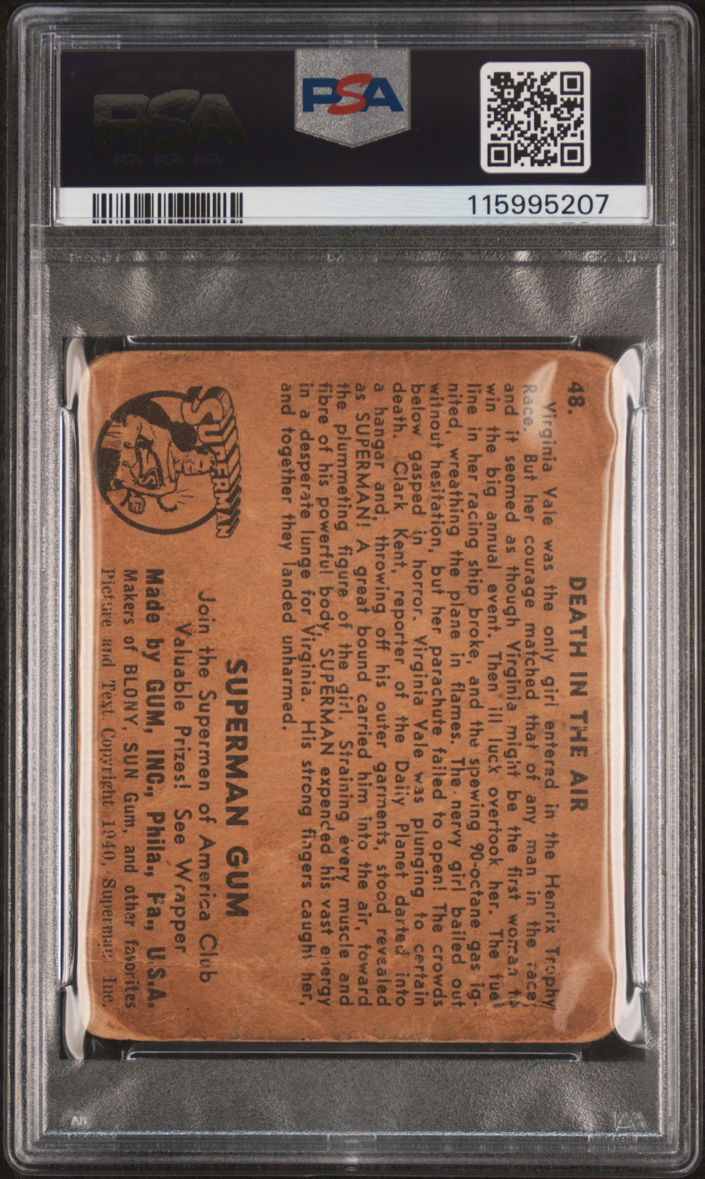 1940 Superman Death In The Air #48 PSA 1